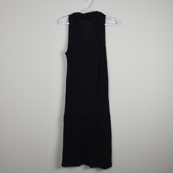 Vince Cowl Neck Jersey Knit Drop Waist Dress Black - Picture 3 of 4